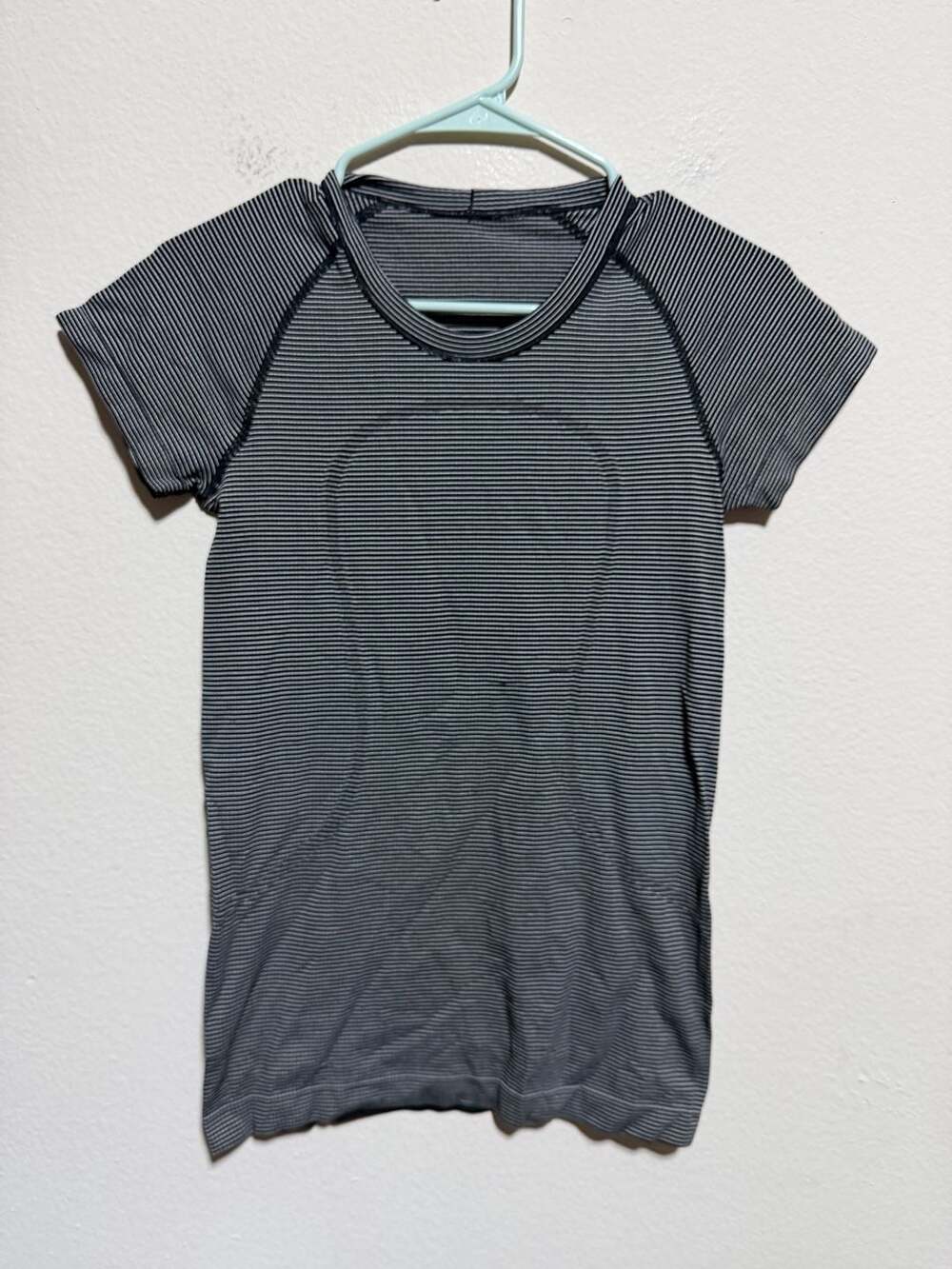 lululemon athletica Black and White Striped Short Sleeve Tee